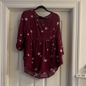 Torrid Burgundy Floral Blouse